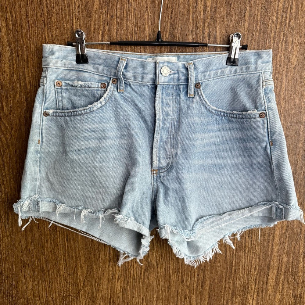 Agolde Parker Cutoff High Rise Button Fly 2” Shorts In Farewell Blue Size‎ 27